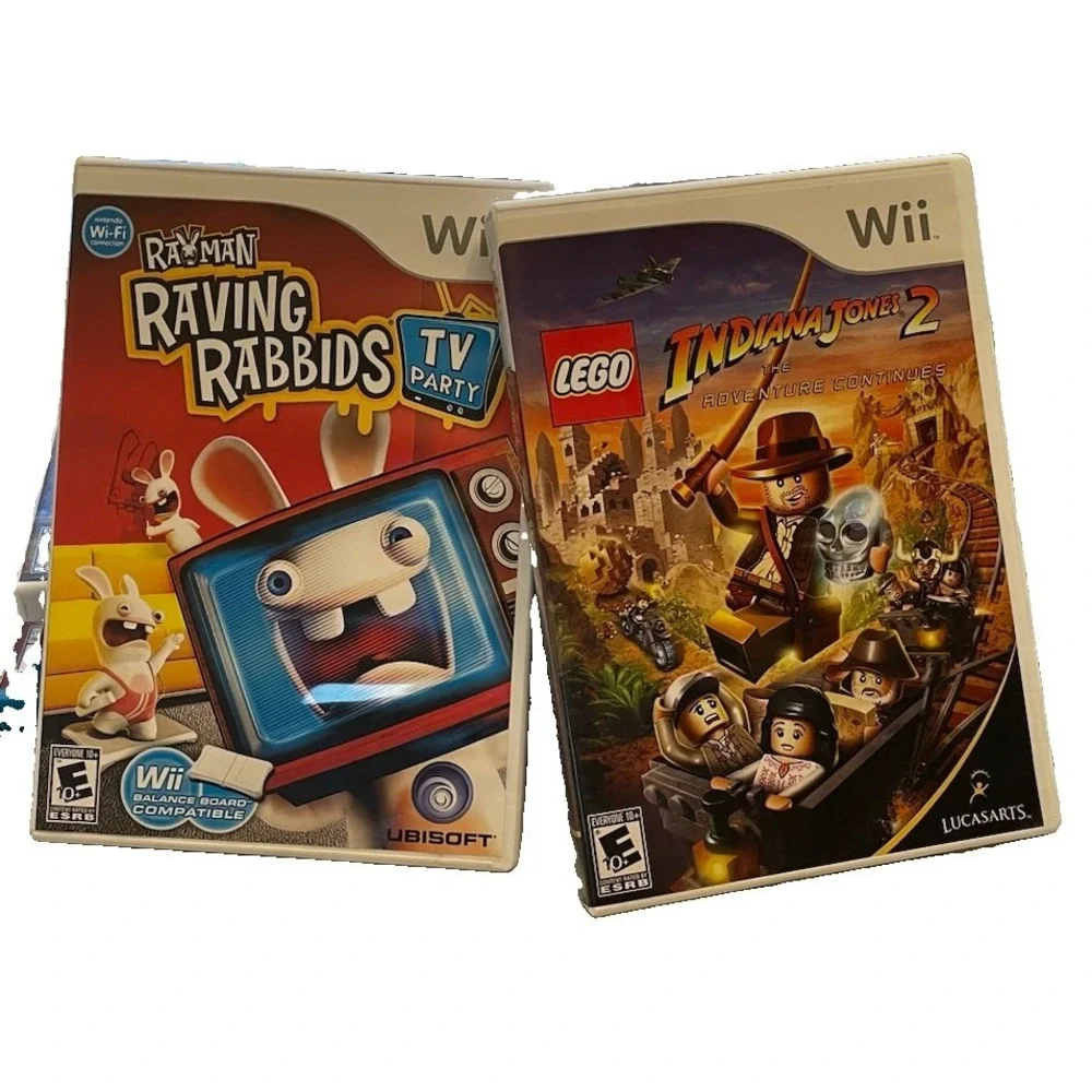 Wii Game Bundle Lot Of 2 Ratman Raving Rabbids TV Party & Lego Indiana Jones 2